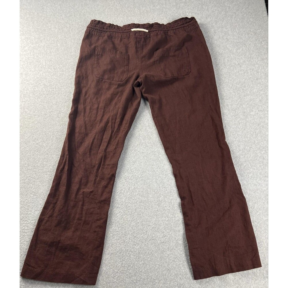Roxy Pants Womens M Brown Linen Blend Straight Leg Drawstring Casual - Picture 12 of 12